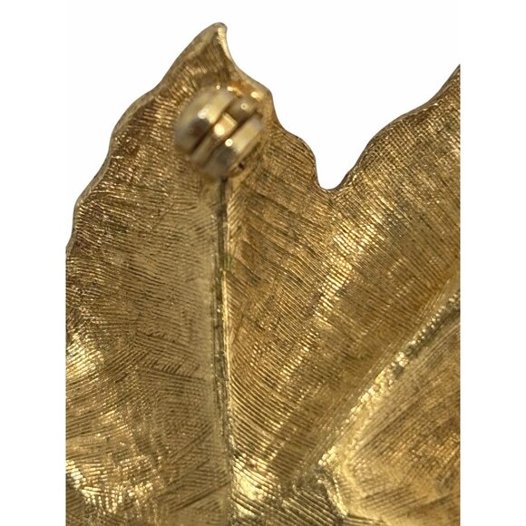 Vintage Gold-Tone Maple Leaf Brooch by Charel Textured Finish - Picture 8 of 15